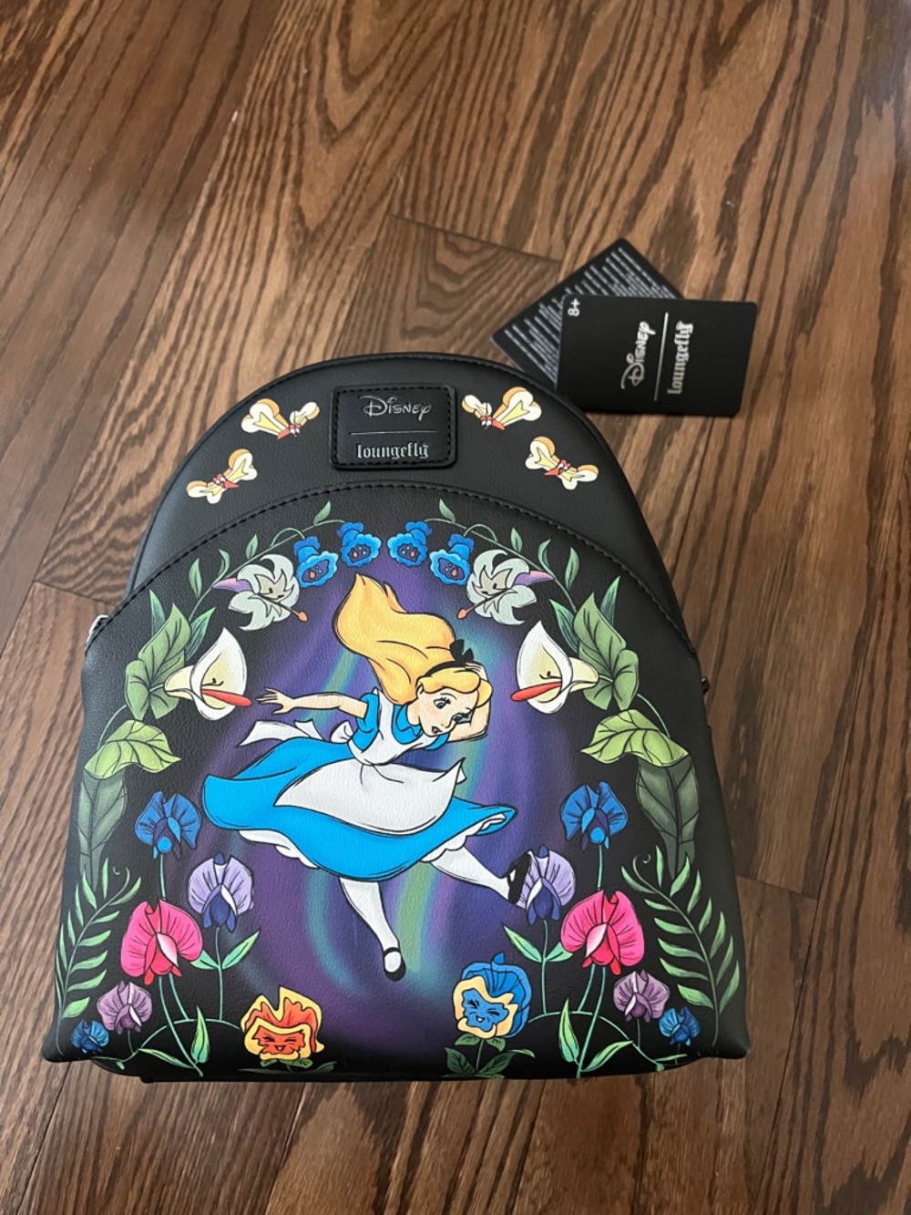 Loungefly Black Alice in Wonderland Floral Mini Backpack